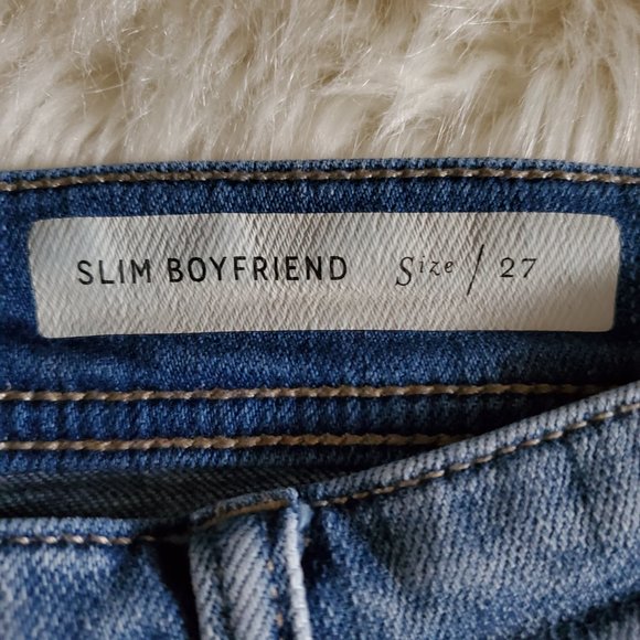 Anthropologie Pilcro Slim Boyfriend Jeans Side Stripe Distressed Size 27 - Picture 9 of 13